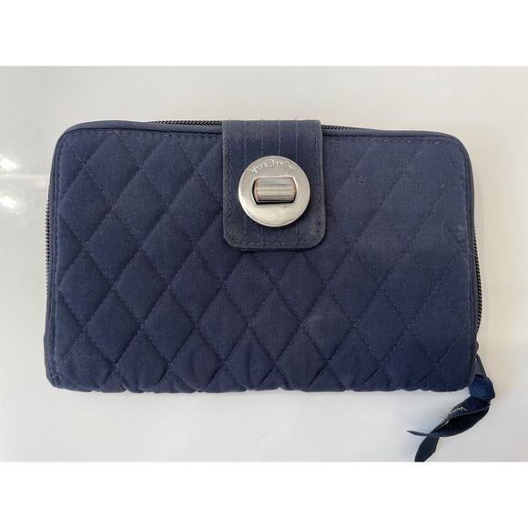 Vera Bradley Turn Lock Wallet True Navy Quilted Organizer - Picture 1 of 7